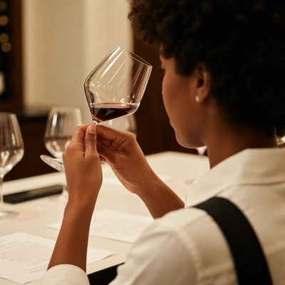 Person enjoying a red wine tasting experience